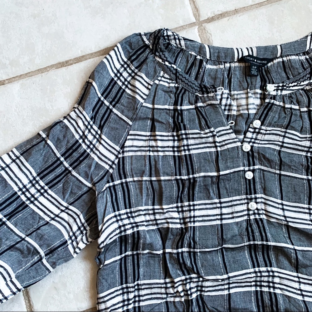 NWOT • Lucky Brand • Gathered-Yoke Button Down Top